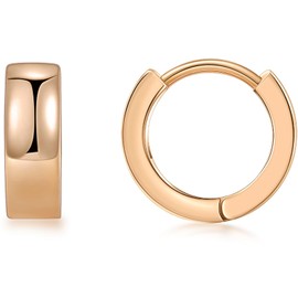Gacimy 14K Rose Gold Plated Huggie Earrings, 4mm Thick, 13MM Hoop for Women