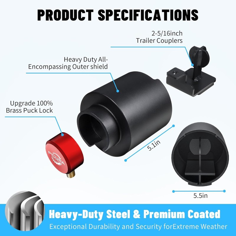 2025 Upgraded Trailer Hitch Locks Fits 2 5/16 Inch Coupler,