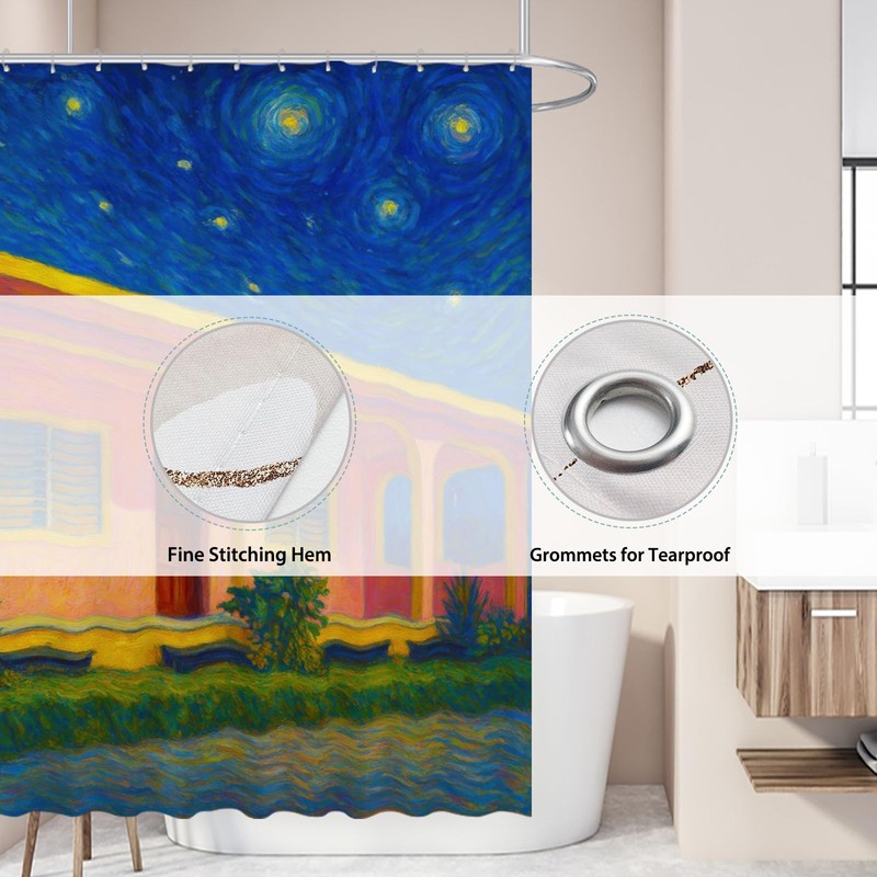 Funnytree Bunny House Shower Curtain 72"x72" - Waterproof Fabric Bathroom