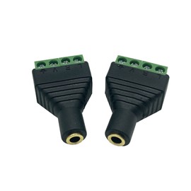 Dafensoy 3.5mm Screw Terminals are Free of Soldering,3.5mm (1/8) Stereo TRRS Female to AV 4 Pin Female Screw Port Audio Converter Adapter 2-Pack (3.5mm TRRS F to AV 4Pin F)