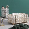 European Style Rectangular Metal Crystal Tissue Box Desktop Decorative Ornaments