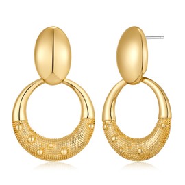 HolidayQbee Gold Dangle Earrings For Women Gold Geometric Twisted Earrings Gold Teardrop Earrings Gold Circle Earrings Silver Earrings Gold Trapezoid Filigree Earrings Perfect Holiday Earring Gift,