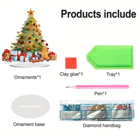 RYMILIE Christmas Tree DIY Diamond Art Painting Desktop Ornament, Stand Up Diamonds Painting Box Kit for Adults,Special Diamond Gem Craft Painting Tabletop Placement Board Kit,Christmas Gift