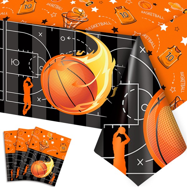 Basketball Tablecloth 3pcs, 54'' x 108'' Basketball Party Table Cover