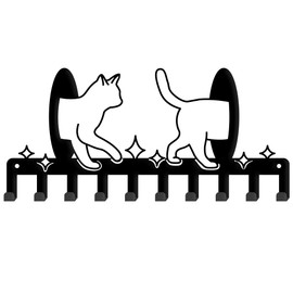 SUPERDANT Cat and Portal Key Holder with 10-Hooks Key Hooks Cat Hooks Decor Key Rack Cute Wall Mounted Key Hanger Wall Decorative Key Organiser for Dog Leash Entryway Home Kitchen Cat Lover