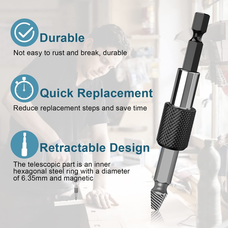 Screw Extractor Set, 6 Pieces Screw Extractor with Magnetic Bit