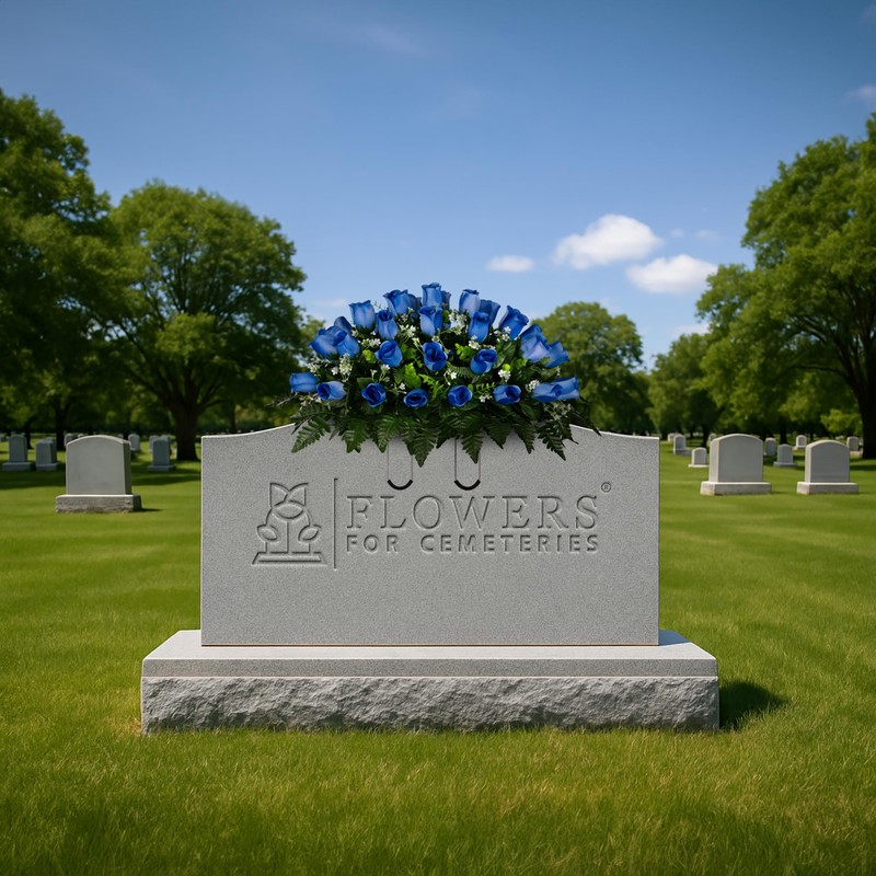 Sympathy Silks 30" Headstone Flower Saddle Artificial Cemetery Flowers -