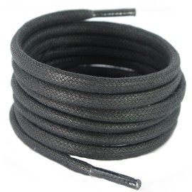 120 cm long 6 mm round waxed Cotton Black Boot laces Single and Two pair Packs. (120 cm long 6 mm Two Pair Pack)