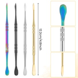 Mabor 4 PCS Sculpting Tools Carving Wax Tool Double-Ended Wax Modeling Tools Stainless Steel Clay Sculpting Tools Set for Wax Modeling Scraping Shaping(Rainbow Silver Gold Black)