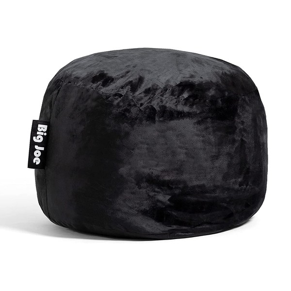 Big Joe Fuf Small Foam Filled Bean Bag Chair, Black Plush, Soft Polyester, 2 feet