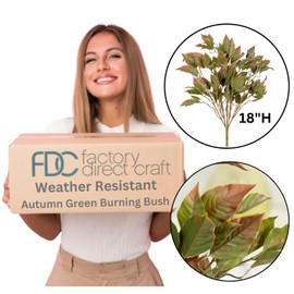 Factory Direct Craft Autumn Green Artificial Burning Bush Weather Resistant for Indoor and Outdoor Holiday Decorating and Everyday Arrangements - 18 Inches High