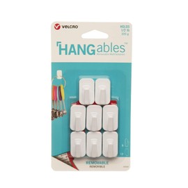 VELCRO Brand HANGables Removable Wall Hooks | Easy-to-Remove Wall Fasteners | Damage-Free, Non-Permanent Hooks for Lightweight Items | Micro, Holds 1/2 lb, White, 8-Pack