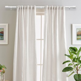 Curtain Rods for Windows 32 to 144 Inches, 1 Inch Diameter Adjustable White Curtain Rod, Heavy Duty Modern curtain rod with Simple Finials, 32"-150"