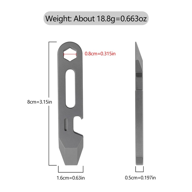 ainhue A315 Mini Pry Bar Bottle Opener, TC4 Titanium Multi-Tool