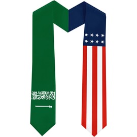 Endargros Saudi Arabia Flag International Students Graduation Sash Stole Scarves 180 X 13 CM/70 X 5 INCHES Double Sided Graduation Decoration Item