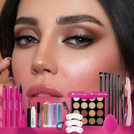 LHLXZQ Schmink Set, Kosmetik Starter Kit für Frauen mit Lidschatten Palette Concealer Lipgloss Lippenstift Mascara etc, Multifunktions Kosmetik Makeup Set für Gesicht, Augen und Lippen#3