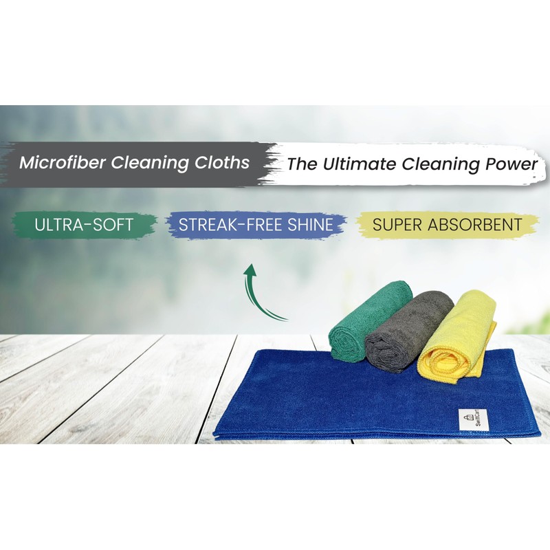 SwiftCart Lint Free High Absorbent Microfiber Cleaning Cloth 32cm X