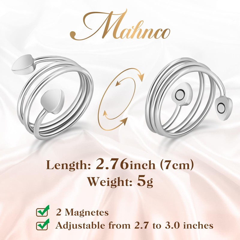 Mahnco Lymphatic Drainage Ring for Women, Magnetic Ring Adjustable Copper