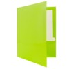 JAM PAPER Laminated Two Pocket Glossy Folders - Lime Green