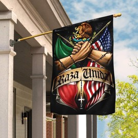 Flags-Mexican American Flag THN2179F, House Flag (29.5" x 39.5")-USA House Garden Flags Premium Polyester-Decorative Outdoor Flags
