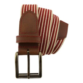 TigerTie High-Quality Stretch Belt with Stainless Steel Buckle and Genuine Leather Appliqué Belt Width 35 mm - Red - 110 Centimetres