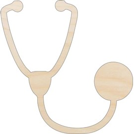 Medical Stethoscope - Laser Cut Out Unfinished Wood Craft Shape MED3 6" / 1/8" thick