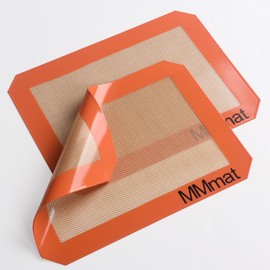 MMmat Silicone Baking Mats - Best German Silicone - Non Slip Silicone Baking Sheet, Non Stick Reusable Silicone Mats for Baking, Oven Liner, Counter Mat - 2 Toaster Oven Size Baking Mats