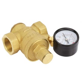 Adjustable Brass Water Pressure Regulator Valve DN20 with Brass Caliber Gauge