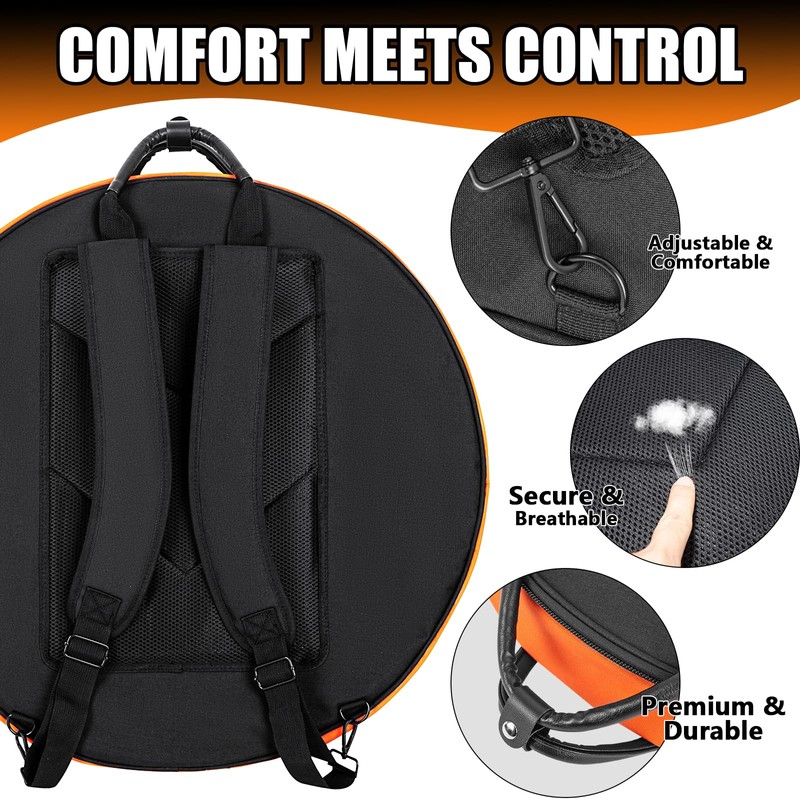 LETSROCK Cymbal Bag with Drumstick Bag,Cymbal Backpack Holds 6 Drum
