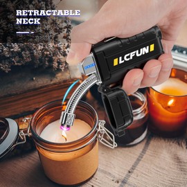 LcFun Rechargeable Lighter, USB C Electric Lighter, Plasma Lighters with LED Battery Display, Waterproof Windproof Lighters, Arc Lighter for Candle, Camping, Survival, Hiking, Outdoor, BBQ, Gas Stove