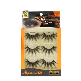 EBIN NEW YORK Cattitude 3D Lash 3 Pair – Majestic Cat 25mm 3D Lashes Triple Volume & Length Lightweight Comfortable Wear Perfect Thick & Full Look Reusable