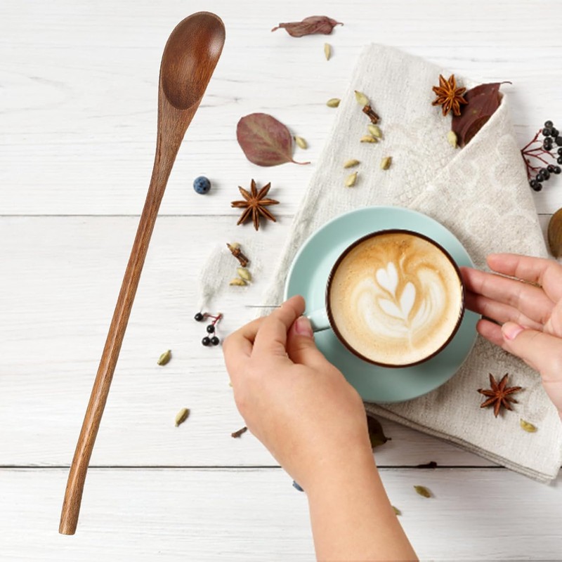 4 Pcs Long Wooden Honey Spoon, Wooden Coffee Spoon, WoodenTasting