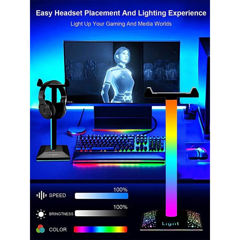 GIPOYENT Illuminated Gaming Headset Stand RGB with USB Port Illuminated