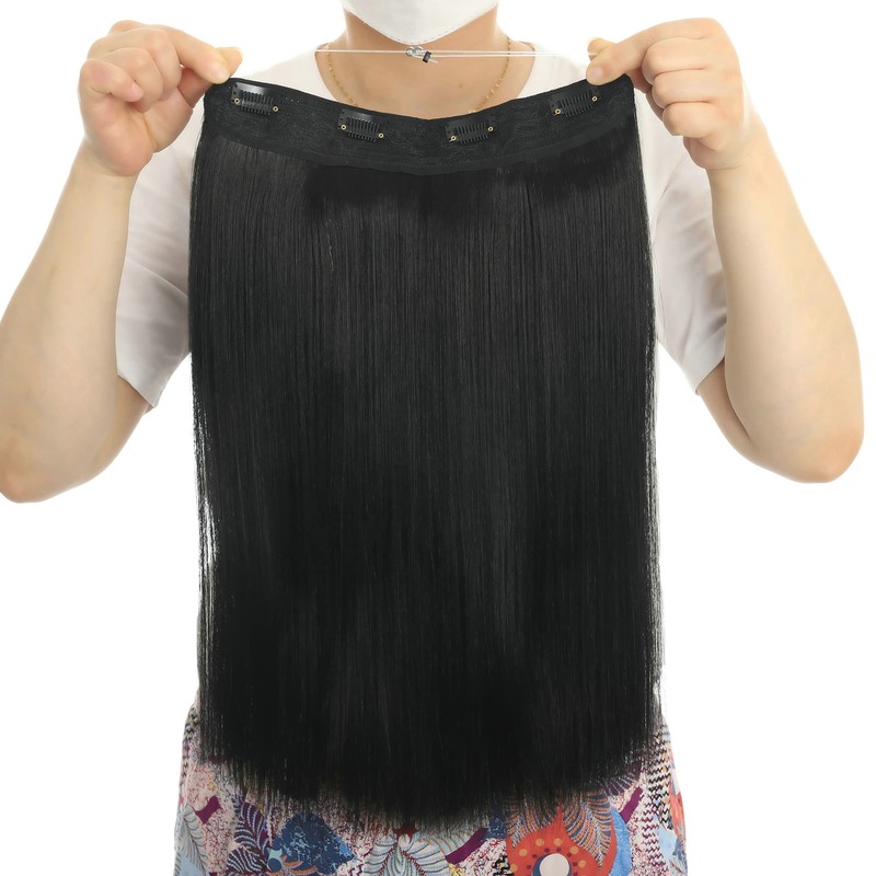 LECIPO Invisible Wire Real Human Hair Extensions Transparent Wire Adjustable