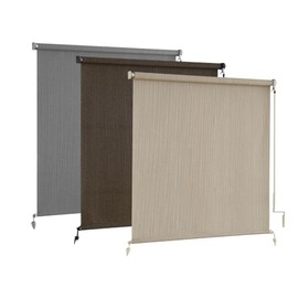 AOSKY Outdoor Roller Shades，Cordless Patio Shades Roll Up Outdoor Blinds，Roller Blinds Cloth for Porch Pergola Balcony Backyard Windows，48" W x 72" H，Sesame