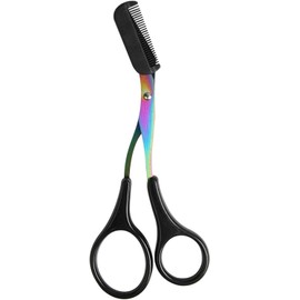 Tijeras para cejas con peine, recortadora profesional de acero inoxidable para un cuidado de cejas preciso y seguro, mango fácil agarre con estuche viaje para mujeres y principiantes