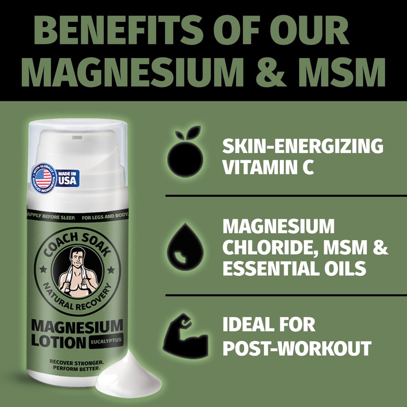 Coach Soak Magnesium Lotion with MSM - Magnesium Chloride &