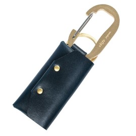 Cliff Coin Purse, Coin Case, Men's, Small, Keychain, Carabiner, Made in Japan, Leather, Brass, navy