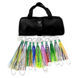 OceanCat 10 Pcs/Bag Offshore Big Game Trolling Lures Marlin Tuna Jet Head Octopus Squid Bait Stainless Steel Double Hooks Free Mesh Bag