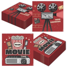 40Pcs Movie Night Party Napkins – Movie Night Paper Napkins for Birthdays, Dinner Party & Film-Themed Events | 6.5x6.5in