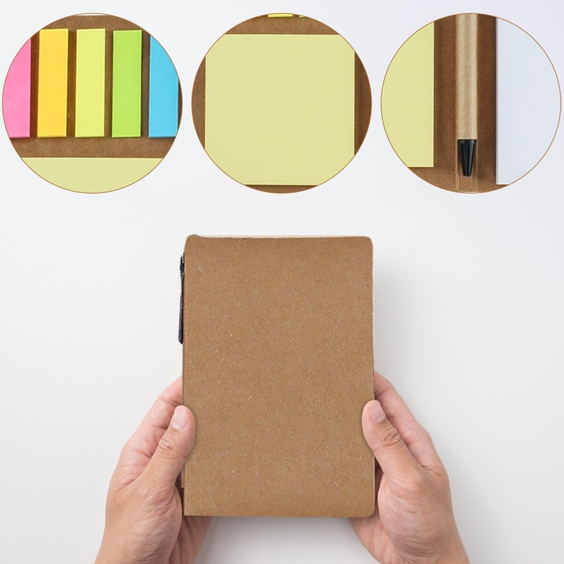 SWYYSGS Spiral Notebook Kraft Paper Cover Notepad with Pen, Sticky