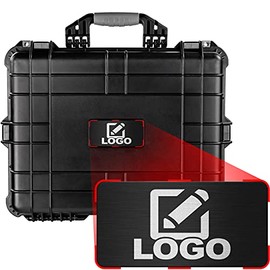 Eylar Large 20 Inch Protective Camera Case With Custom Logo Plate, Waterproof and Shockproof With Foam (Black)