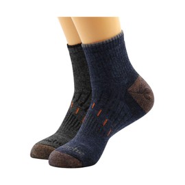 Avalanche Men's Odor Resistant Copper Wool Blend Quarter Socks With Arch Support 2Pack Navy/Charcoal 10-13