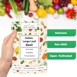 Woods Creek Seeds: Italian Large Leaf Basil Seeds for Planting - Over 2,900 Heirloom Non-GMO Italian Basil Seeds - Beginner Friendly Seed for Planting Herbs at Home, Outdoors, Indoors or Hydroponics
