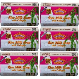 ASANTEE Rice Milk with Collagen and Honey Soap - Luxurious Body Soap for Soft, Clear, and Radiant Skin - Scent Long-Lasting (Pack of 6)