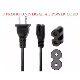 Unbranded 2-Prong AC Power Cord Cable Replacement for TV Printer AC Adapter Power Cord