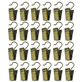 KaiYi Curtain Clips, Stainless Steel Curtain Clips Hooks, Set of 26 Strong Sandwiches, Antique Bronze Color
