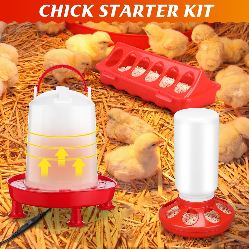 Afarnook 4 Pack 3L Heated Chicken Waterer for Winter 0.8