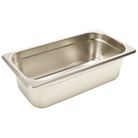 CALEDONIA, Insertos de Acero Inoxidable, Tamaño Tercio 33 x 17.8 cm. Altura 4 Pulgadas, Acabado Satinado, Fácil de Limpiar, Ideal para Baño María o Mesa Fría, INAT-4