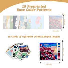 Seearttz 10 Pcs Pre Drawn Canvas to Paint for Adults Kids Pre Printed Base Colors Canvases Sip and Paint Kit Pre Drawn 8 * 8 Stretched Canvas Painting Party Favor for Artist Beginners (Flower/Dog)